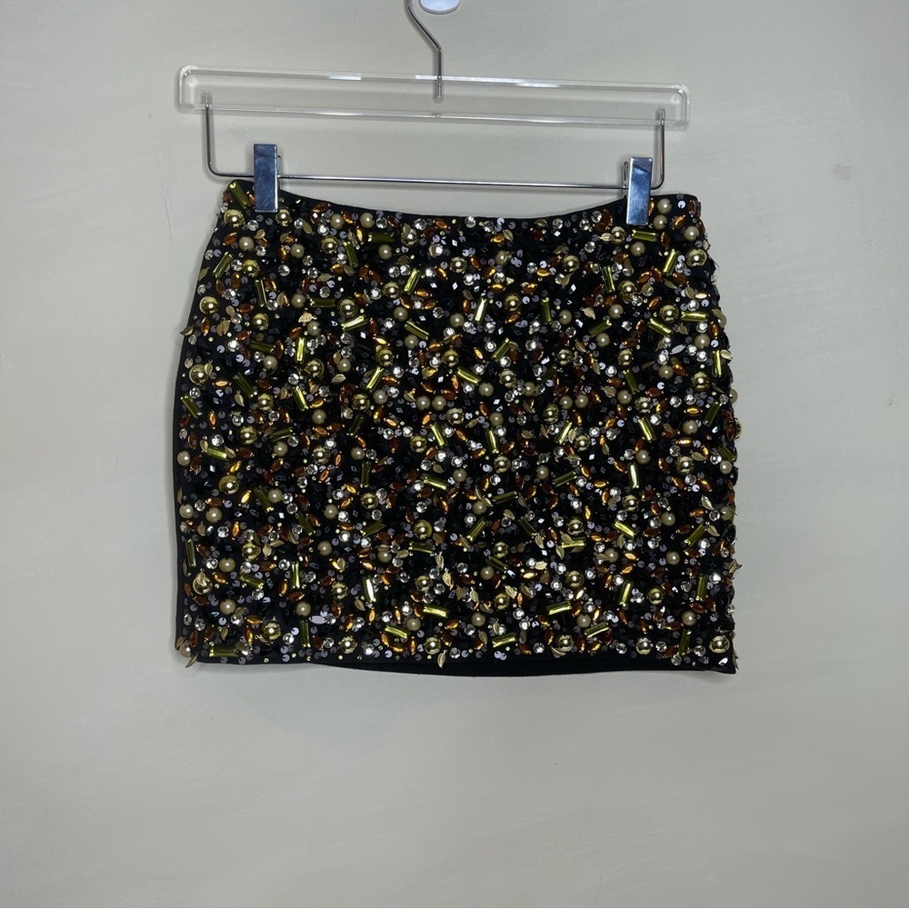 H&M SKIRT/BEADED ACCENTS IN GOLD,AMBER AND BLACK